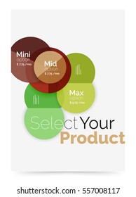 Transparent paper circles with option text. Vector business flyer design