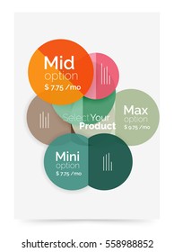 Transparent paper circles with option text. Vector business flyer design