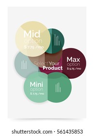 Círculos de papel transparentes con texto de opción. Diseño de volante de negocios de vectores