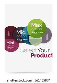 Transparent paper circles with option text. Vector business flyer design