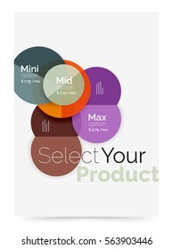 Transparent paper circles with option text. Vector business flyer design