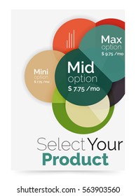 Transparent paper circles with option text. Vector business flyer design