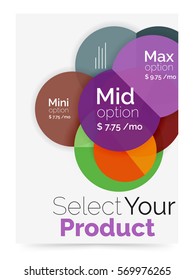 Transparent paper circles with option text. Vector business flyer design