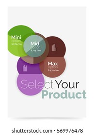 Transparent paper circles with option text. Vector business flyer design