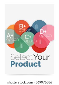 Transparent paper circles with option text. Vector business flyer design