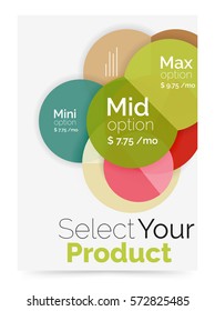 Transparent paper circles with option text. Vector business flyer design