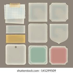 Transparent paper label in various shape , ready for your message - Vector File EPS10
