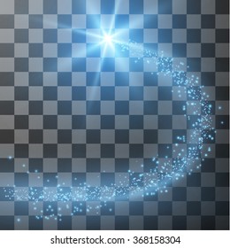 Transparent particle trail vector background. Eps10.