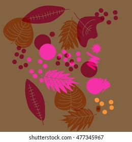Transparent pattern of autumn theme. Hand drawn.