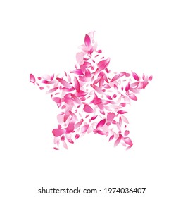 Transparent Peach Petal Vector White Background. Color Summer Rose Petal Banner. Flower Petal Japan Cover. Wedding Sakura Petal Illustration.