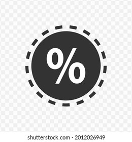 Transparent percent tag icon png, vector illustration of an percent tag icon in dark color and transparent background(png)