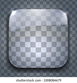 Transparent phone button template. Mobile media fast backward icons in rounded square.