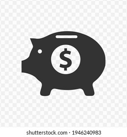 Transparent piggy bank icon png, vector illustration of an piggy bank icon in dark color and transparent background(png)