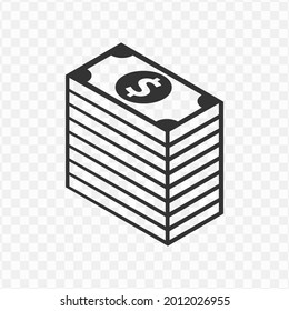 Transparent Pile Of Money Icon Png, Vector Illustration Of An Pile Of Money Icon In Dark Color And Transparent Background(png)