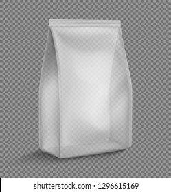 Transparent pillow bag mockup. Vector illustration. Can be use for template your design, promo, adv. EPS10.