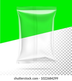 Transparent pillow bag. Vector illustration. Can be use for template your design, promo, adv. EPS10