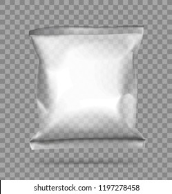 Transparent pillow bag. Vector illustration. Can be use for template your design, promo, adv. ESP10.