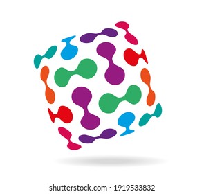 Transparent pillow made of connected pairs of colorful dots. Diagonally