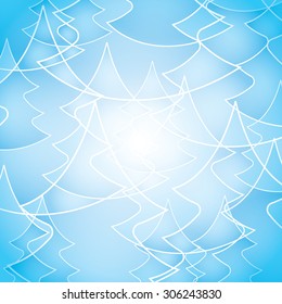 Transparent Pine Tree Outline Pattern for Christmas Card, Winter Holiday Template
