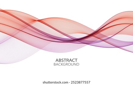 Transparent pink with purple tones horizontal wave on a white background