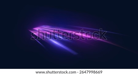 Transparent pink-violet rays of light go upward, creating a feeling of acceleration, movement of the flow of light. Energetic flow with the effect of acceleration. Vector
