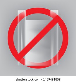 transparent plastic bag in prohibition sign, No use plastic bag, Plastic is dangerous and pollution, stop plastic bag