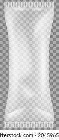 Transparent plastic bag vector illlustration. Glossy polyethylene wrapping. Plastic packaging isolated on transparent background. Polyethylene packaging for storing and carrying small items