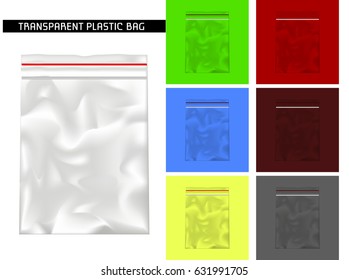 Transparent Plastic bag. Vector Illustration.