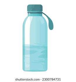 Transparent plastic bottle with blue liquid over white