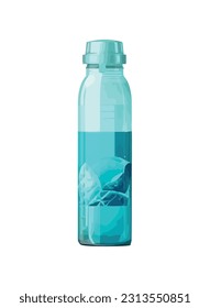 Transparente Plastikflasche mit blauem Flüssigkeitssymbol einzeln