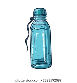 Transparente Plastikflasche mit blauer Flüssigkeit auf Weiß