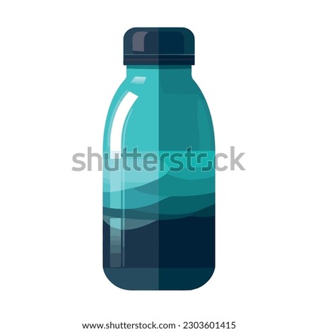Transparent plastic bottle with blue liquid over white