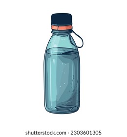 Transparent plastic bottle with fresh blue liquid over white