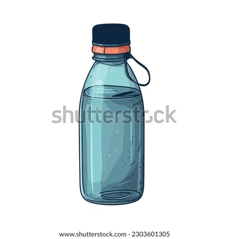 Transparent plastic bottle with fresh blue liquid over white