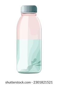 Transparent plastic bottle with fresh liquid icon isolated