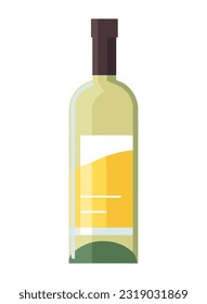 Transparent plastic bottle with fresh wine label icon isolated