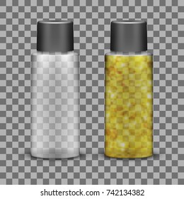 Transparent Plastic Bottle For Liquid Cosmetic. EPS10 Vector