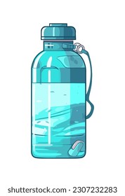 Frasco de plástico transparente con icono de gota de líquido aislado