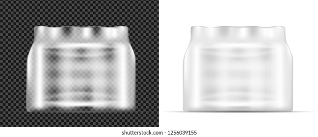 Transparent plastic bottle packaging.