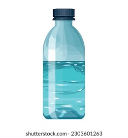 Transparent plastic bottle with purified water over white