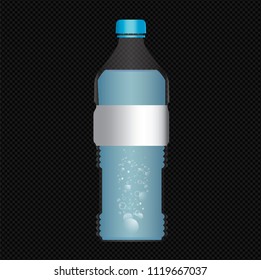 Transparent plastic bottle with water. Gradient mesh. High resolution