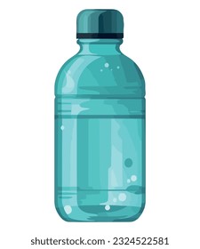 Transparent plastic bottle with water icon isolated