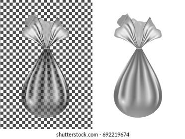 Transparent plastic or cloth package for snacks, food, sugar and spices. Garbage bag.