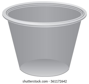 Transparent plastic container in the form of a cup, for medicines.