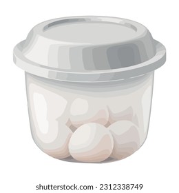 Transparent plastic container holds eggs icon isolated