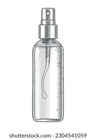 Un contenedor de plástico transparente contiene un icono de producto de belleza líquido