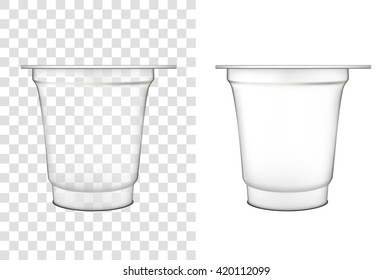 Transparent plastic container for  sour cream  and other food.