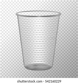 Transparent Plastic Cup. Mock Up For Your Design. Photo Realistic Vector Illustration