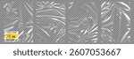 Transparent plastic film texture. Stretchable polyethylene film in A4 size. Plastic stretch cellophane effect with a crumpled and wrinkled texture. Realistic wrapping stretch film. Vector