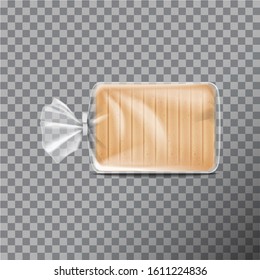 Transparent plastic packaging for bread. Pack for sweets, cookies. Vector mock up illustration for your design